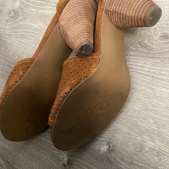 Seychelles suede caramel open toe heel 8.5 - Picture 9 of 9